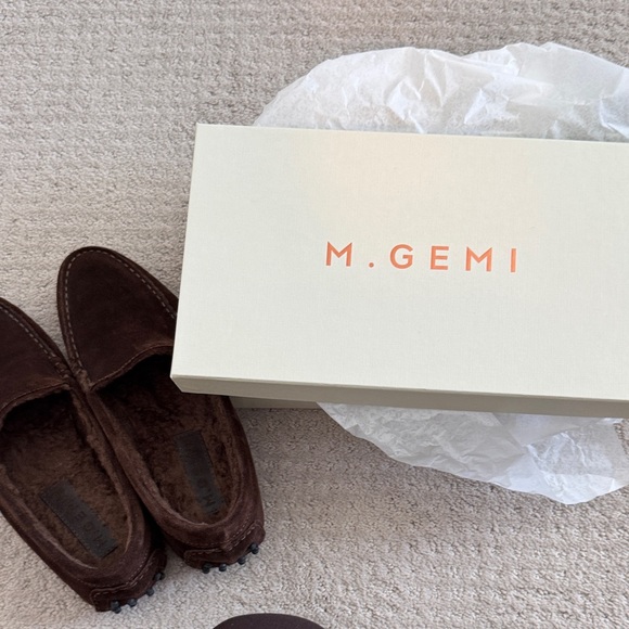 M. Gemi Dark Brown Suede Shearling-Lined Driving Loafers - Picture 4 of 4